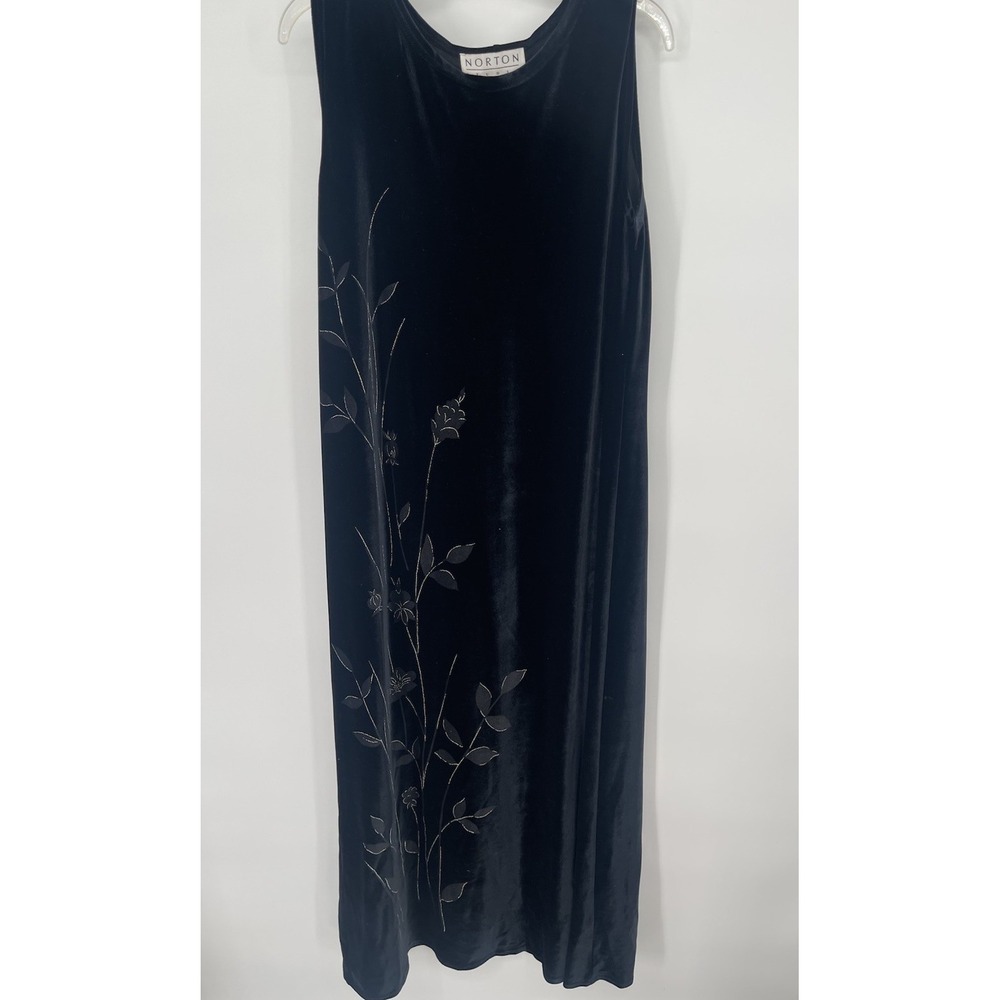 Dress‎ Womens Medium Maxi Velvet Fairy Embroidered Whimsical Black XL
